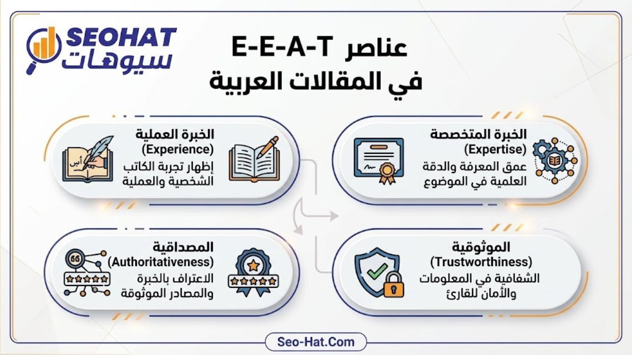 عناصر E-E-A-T في المقالات العربية
